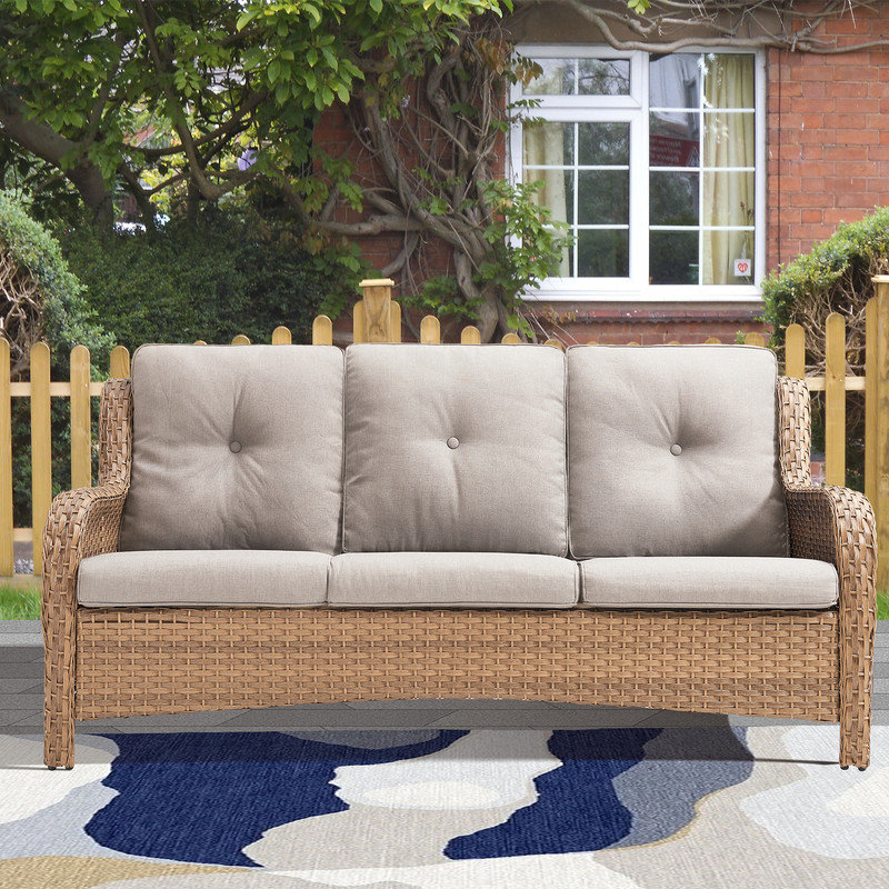 Aazon.co : HUUH Outdoor Loveseat Sofa 2-Seat PE Rattan Patio Love